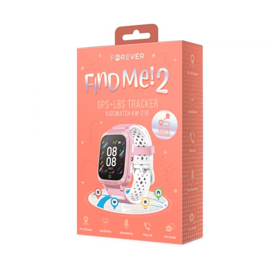 Forever Find Me 2 Παιδικό Smartwatch με GPS και Καουτσούκ/Πλαστικό Λουράκι Ροζ