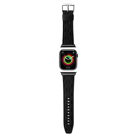 Karl Lagerfeld pasek do Apple Watch 38/40/41 mm KLAWMSAKLHPK STRAP SAFFIANO MONO BLACK