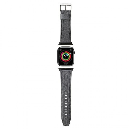 Karl Lagerfeld pasek do Apple Watch 42/44/45/49 mm KLAWLSAKLHPG STRAP SAFFIANO MONO SILVER