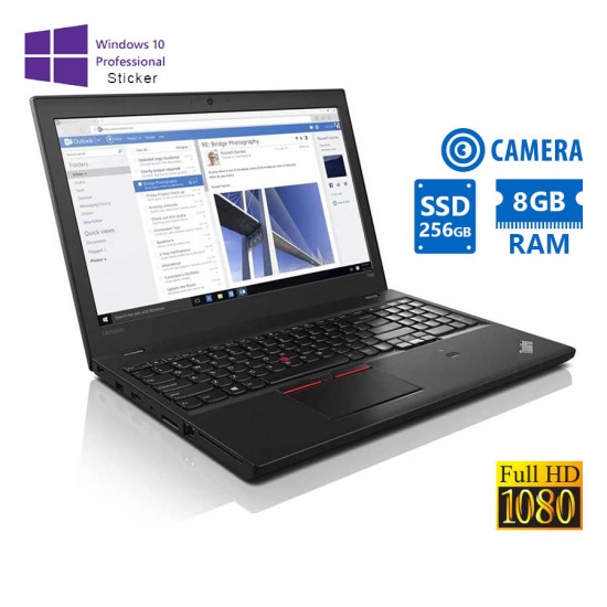 Lenovo (A-) ThinkPad T560 i5-6300U/15.6"FHD/8GB DDR3/256GB SSD/No ODD/Camera/10P Grade A- Refurbishe
